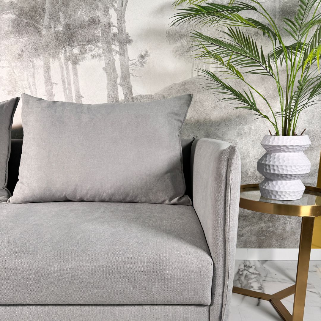 Sofá com pé alto de madeira cinza claro JOHANSSON