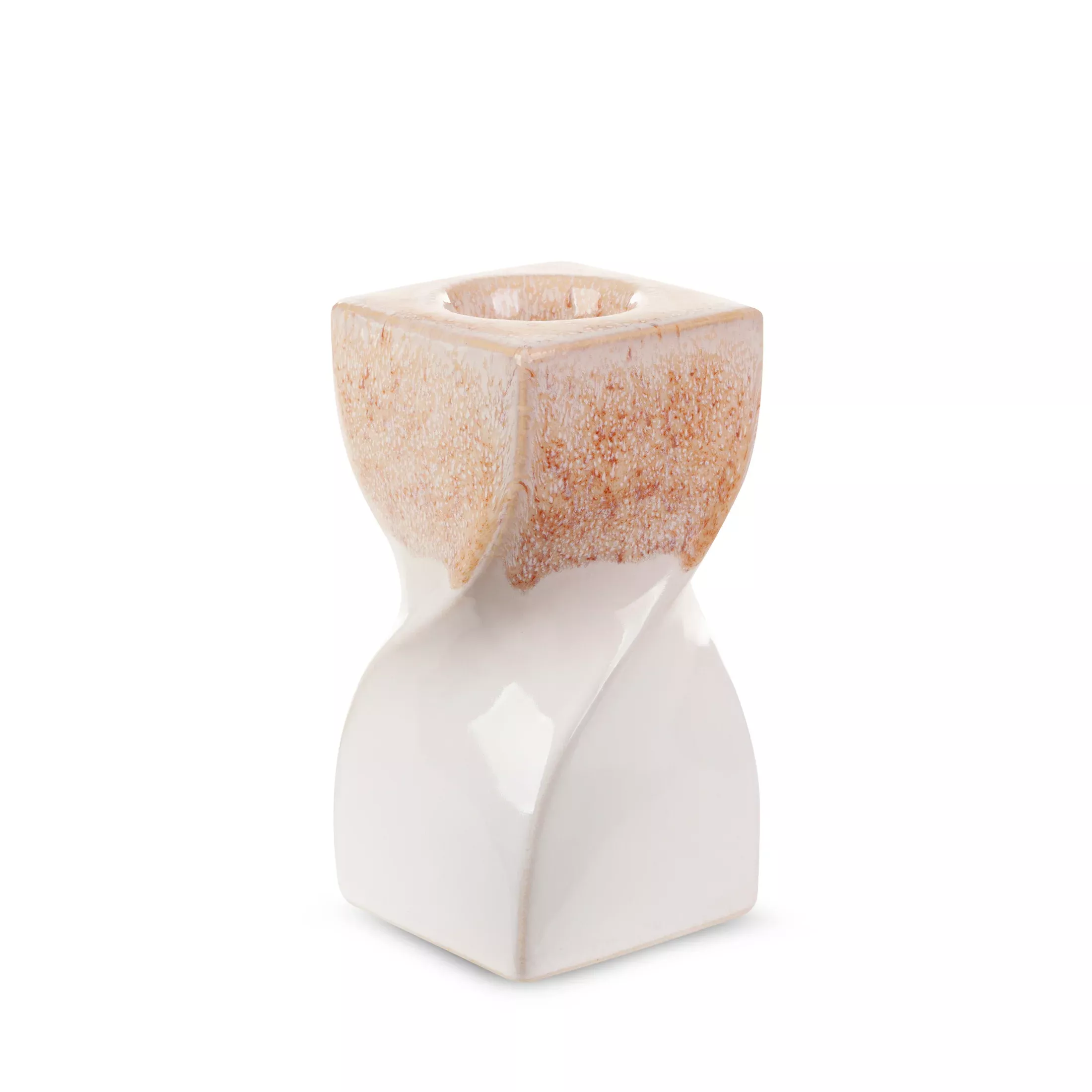 Świecznik ceramiczny kremowo-beżowyz efektem ombre 8x8x16 cm RUBEN