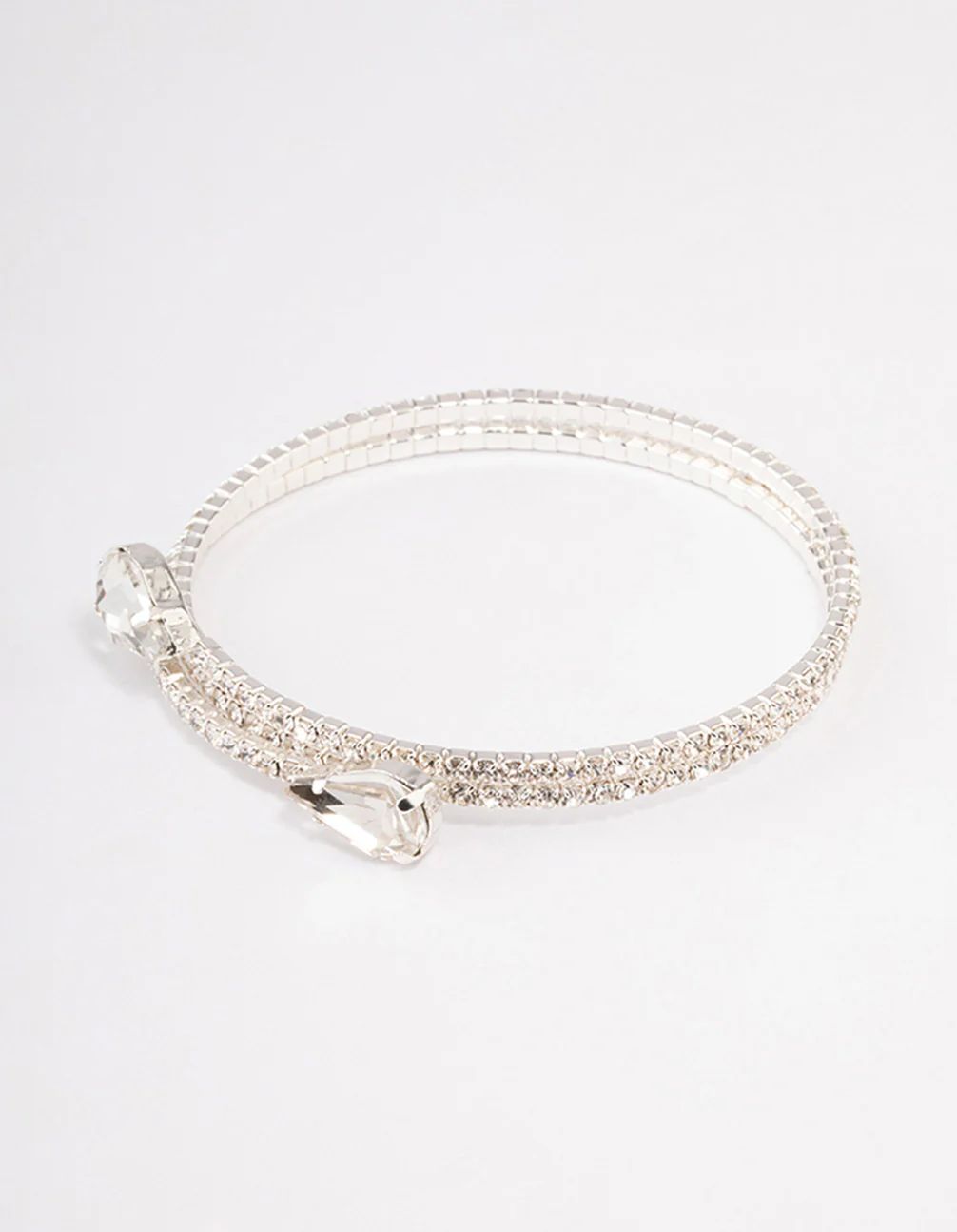 Silver Diamante Pearl Double Row Bangle