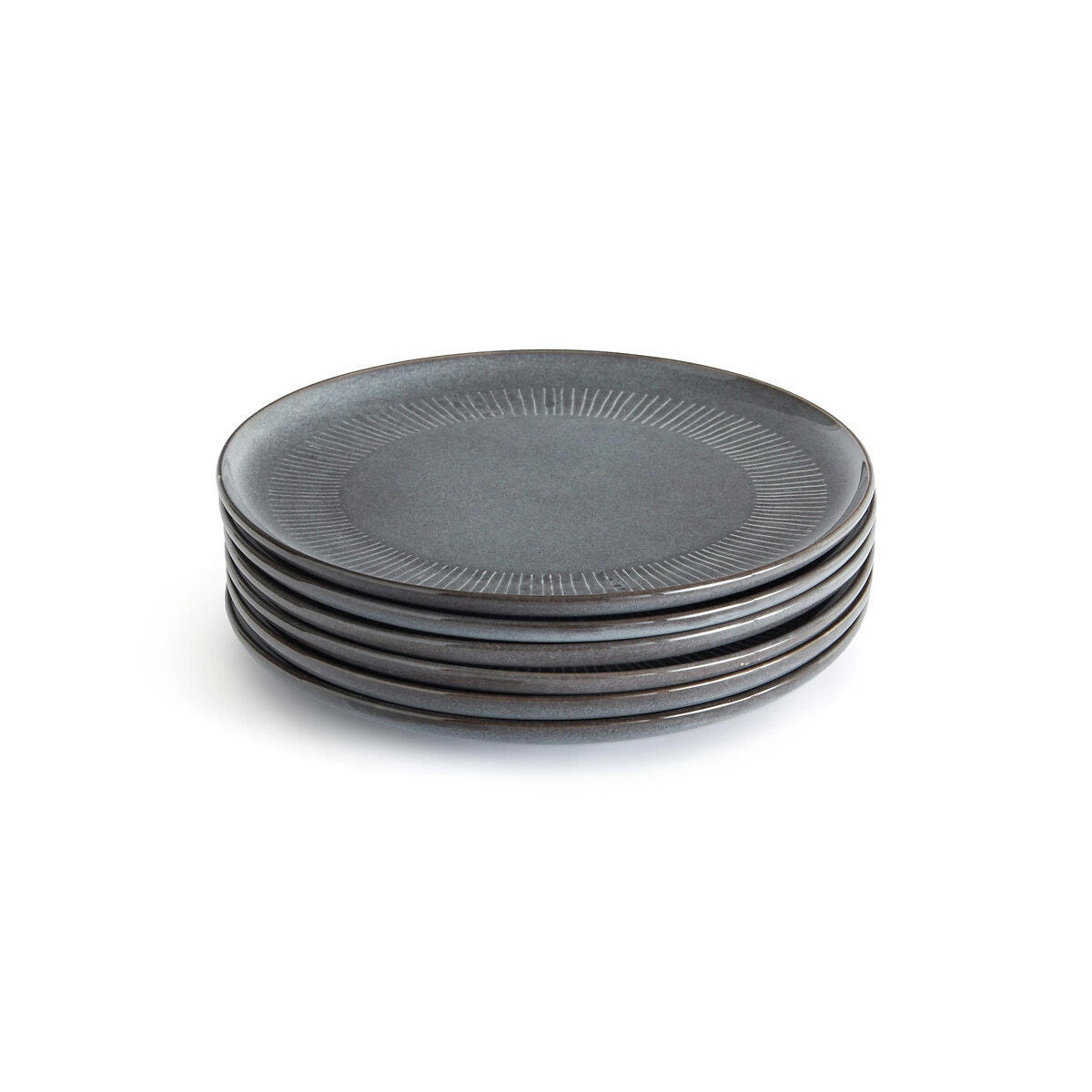 Lot de 6 assiettes à dessert en grès, Edena