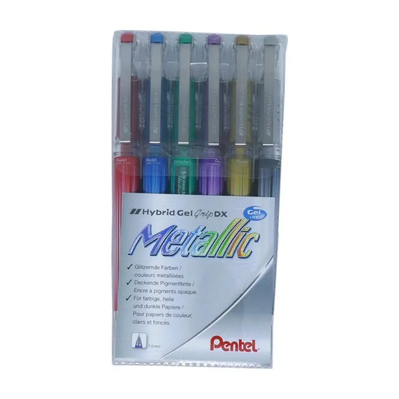 Kugelschreiber 6er-Set Hybrid Gel Grip DX Metallic