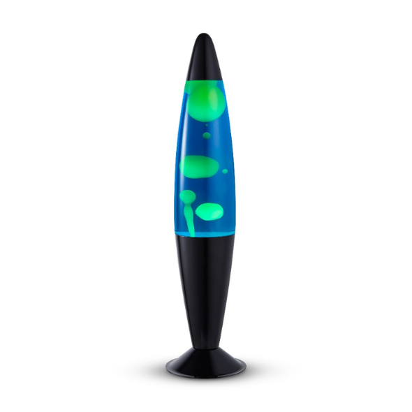 Lighto | Lavalamp zwart | blauwe vloeistof met gele lava