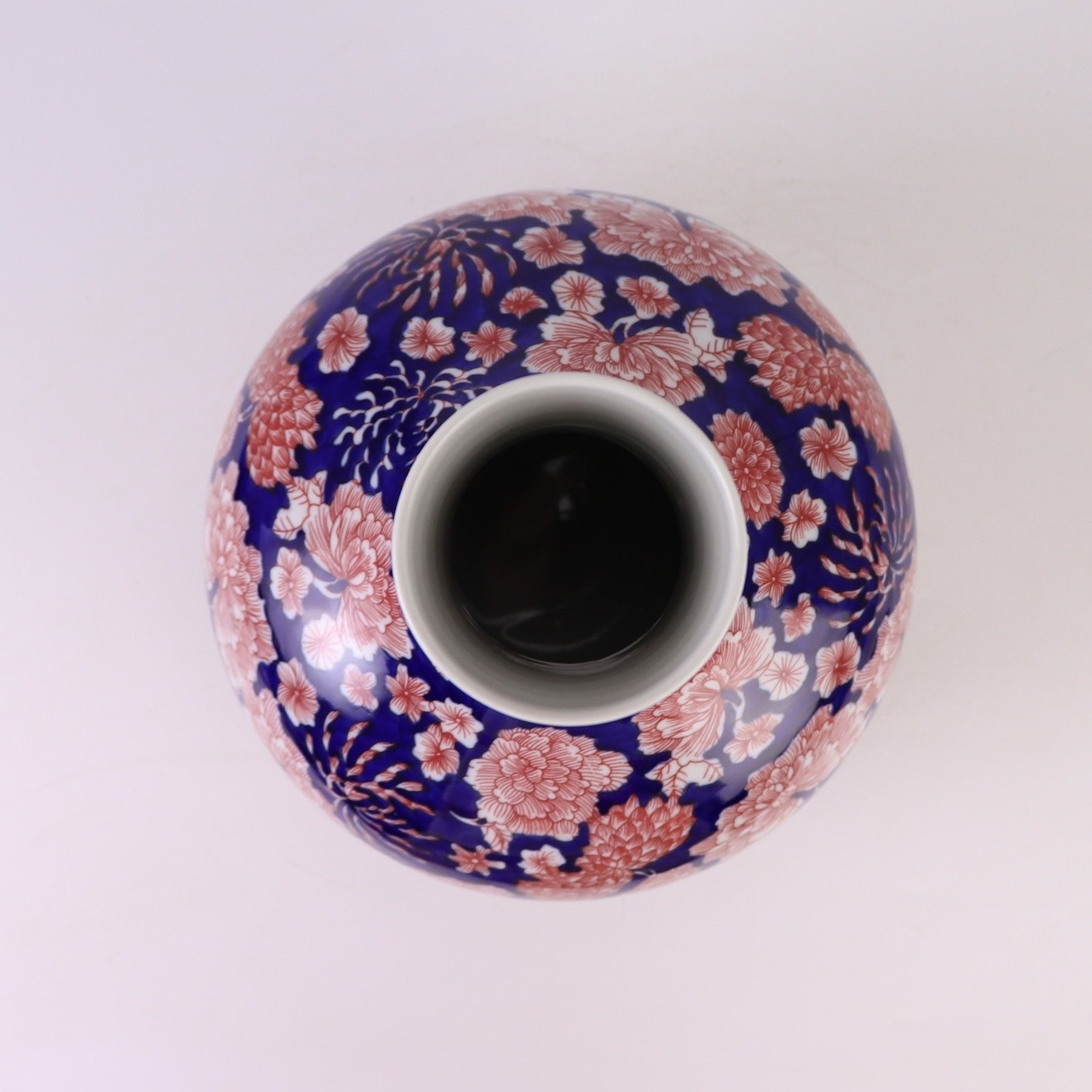 Fine Asianliving Chinese Vaas Porselein Blauw Rood