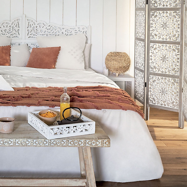 Jeté de lit Inca en coton tufté - terracotta 130x180 cm - Atmosphera