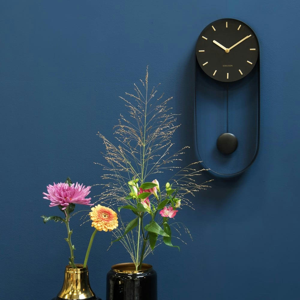 PENDULUM CHARM - Horloge en métal noire H50cm