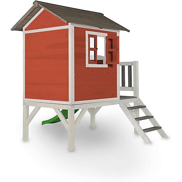 AXI Maisonnette Lodge XL en bois Rouge toboggan Vert
