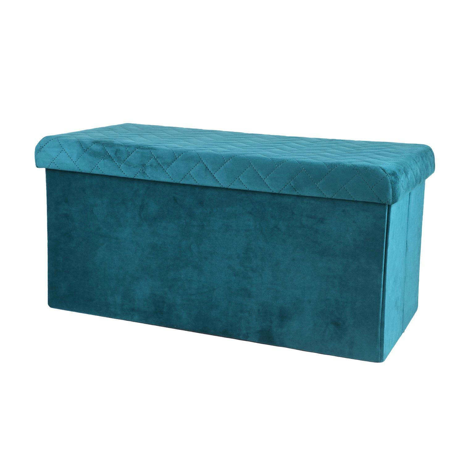KUBE - Banc de rangement pliable en velours vert