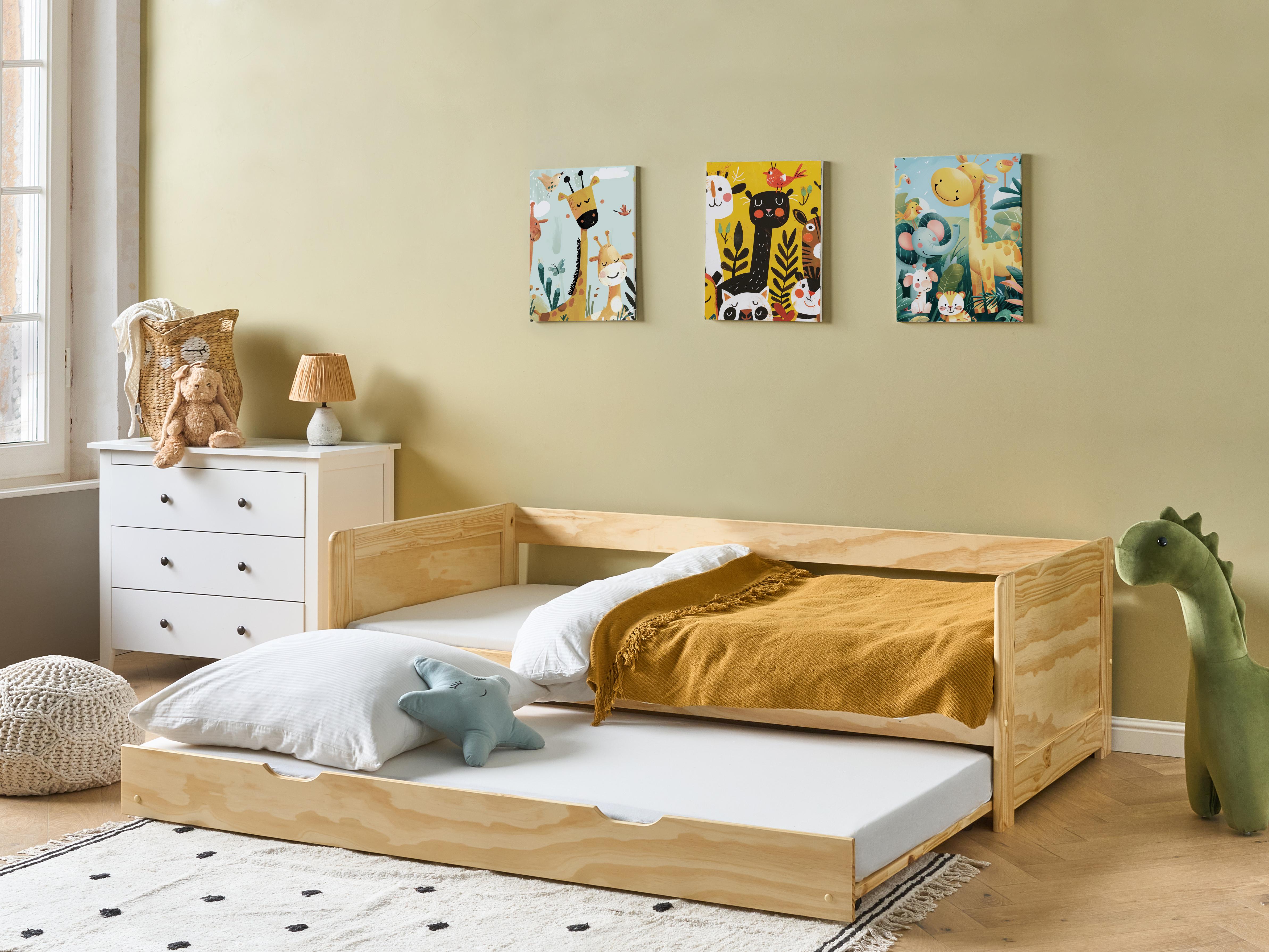 Trundle Bed Pine Wood GRAVELINES 90 x 200 cm (EU Single) Light Brown