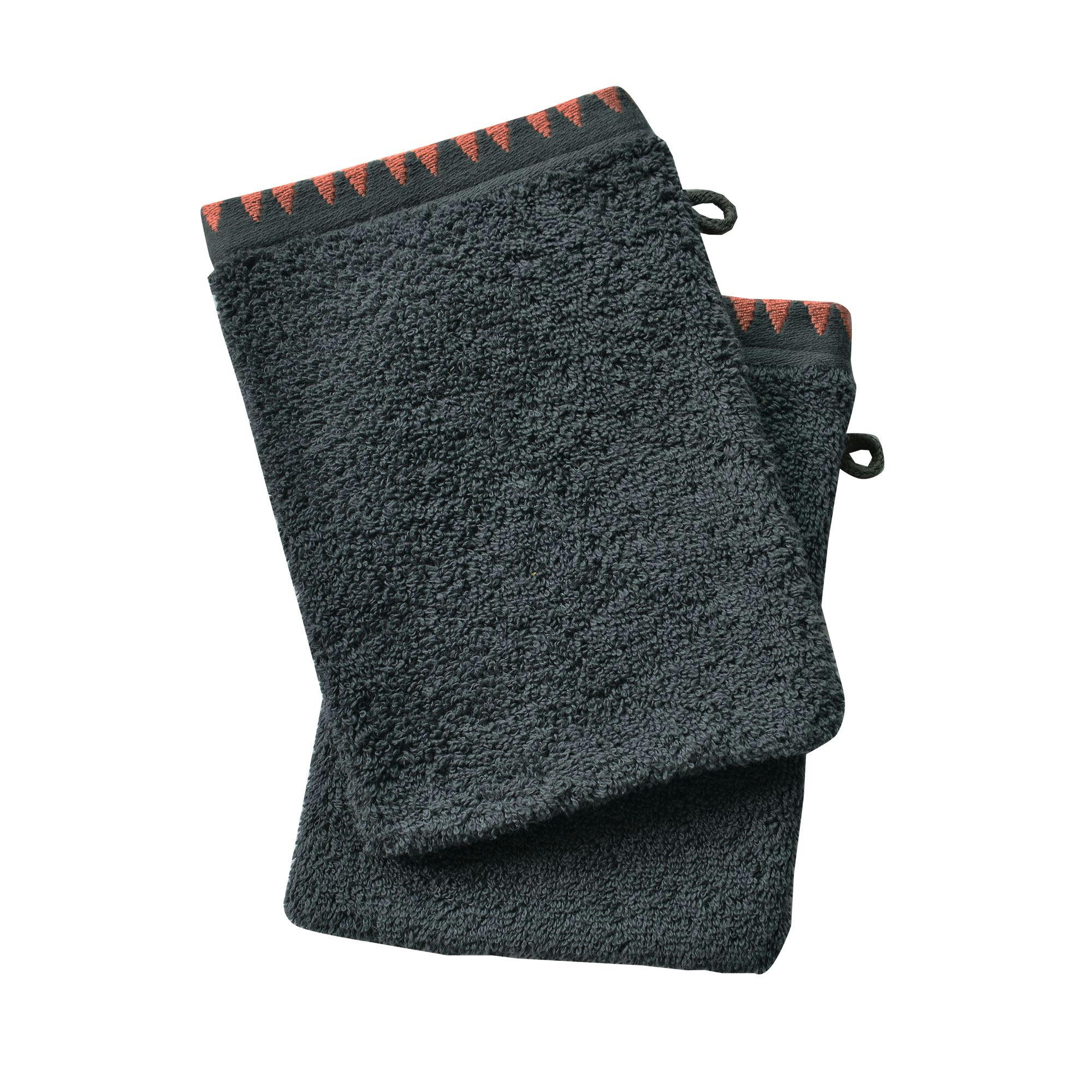 MEXIQUE - Lot de 2 gants de toilette 15x20 gris anthracite en coton