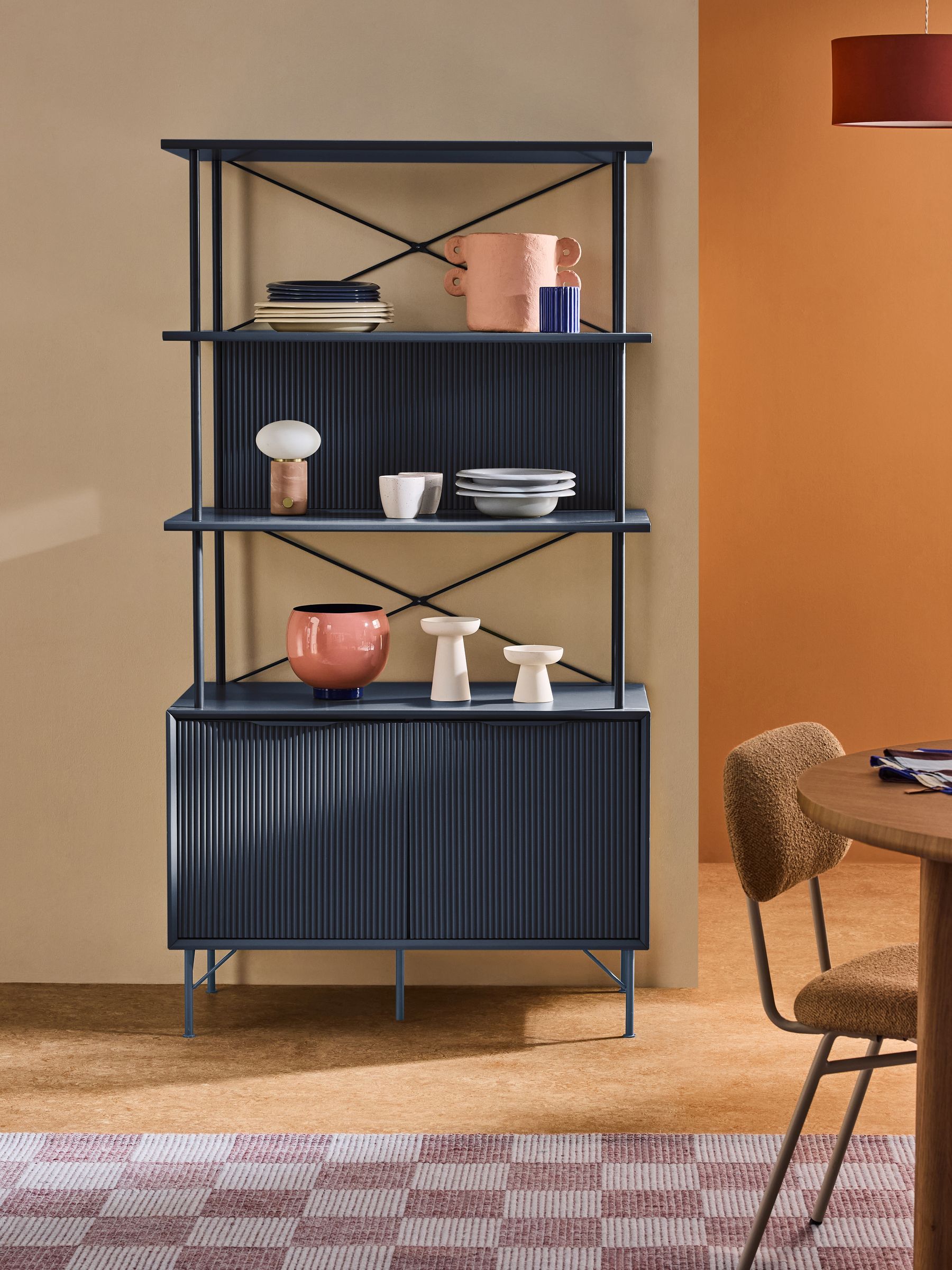 Elian Painted Shelving Unit in Navy Blue