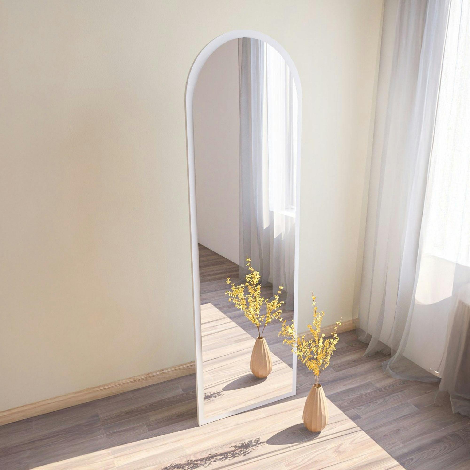 Miroir plein pied blanc moderne, forme ovale 160 cm CODY