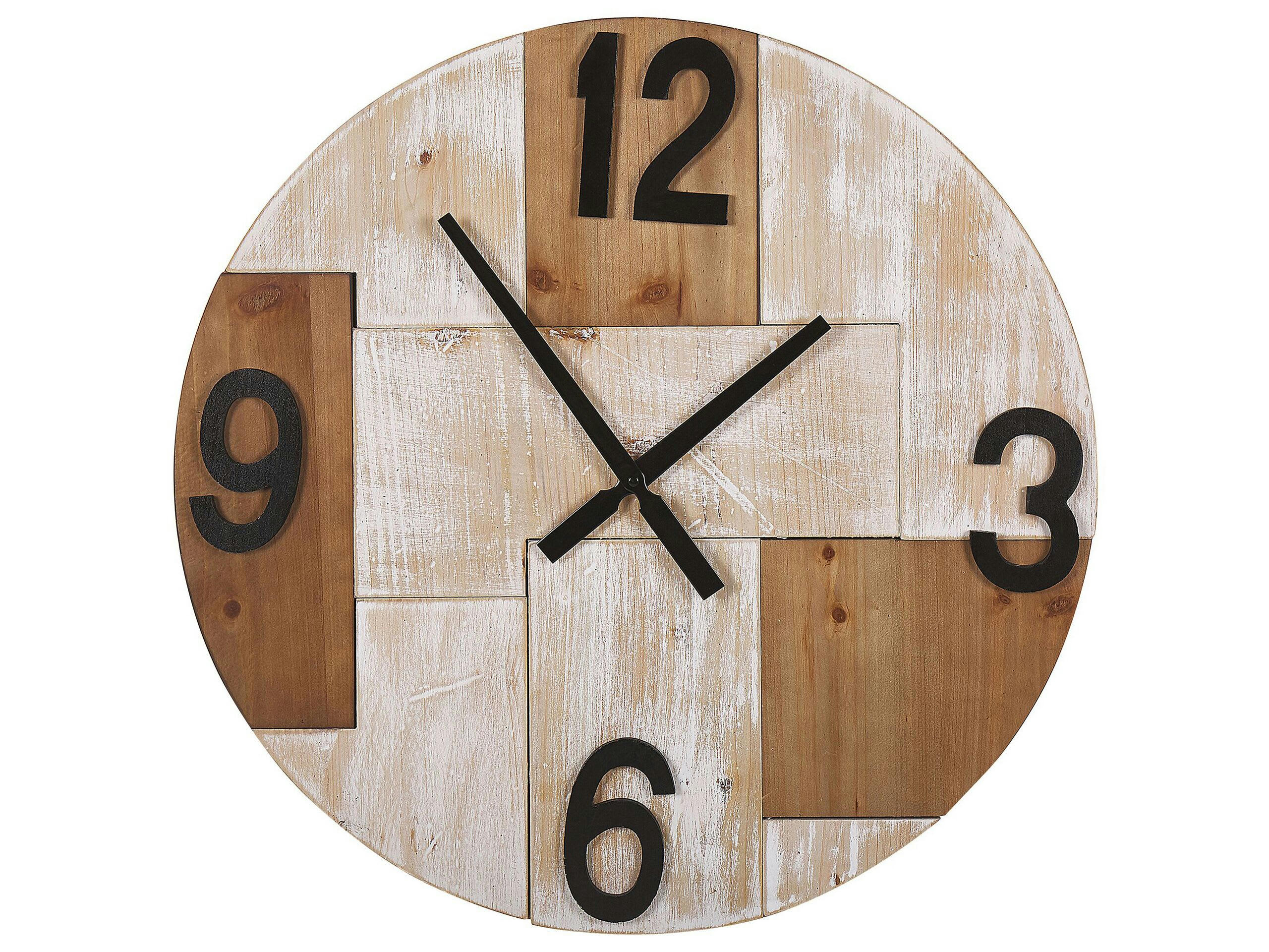 MICHAPAN - Horloge Murale ø 60 cm effet bois clair