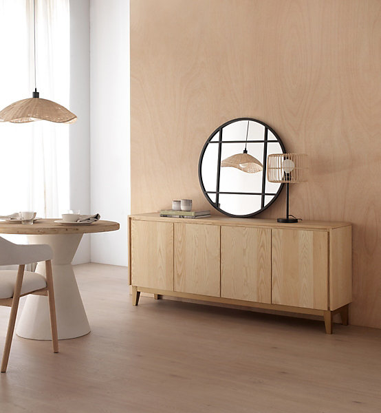 Miroir rond diamètre 80 avec encadrement en métal noir