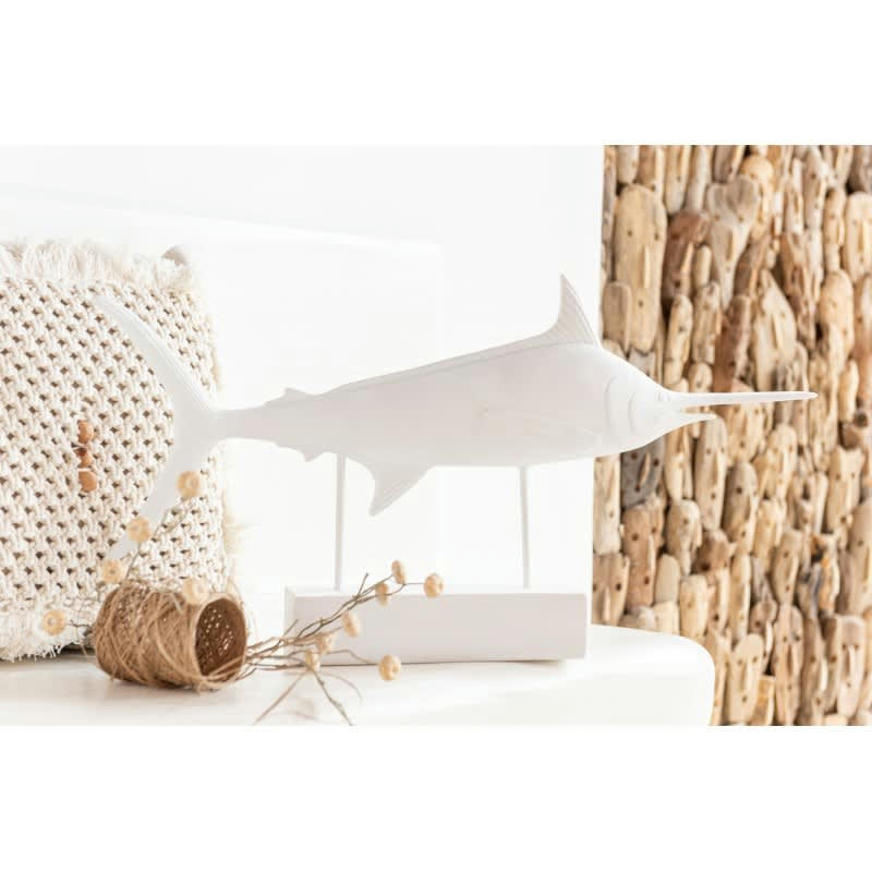 POISSON - Espadon sur pied résine blanc H37,5cm