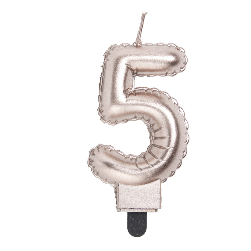 Bougie anniversaire chiffre 5 rose gold