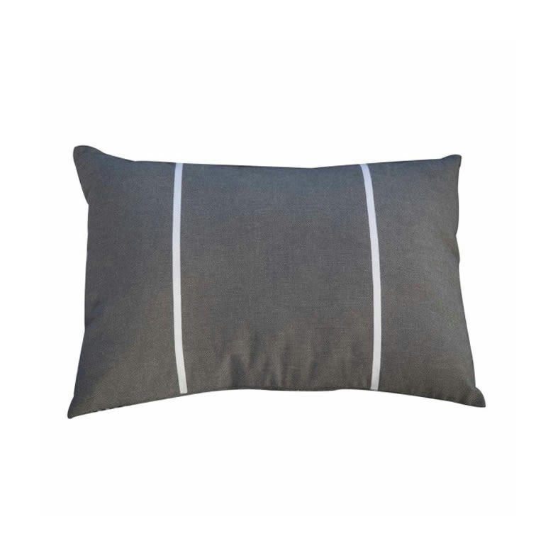 CARTHAGE - Housse de coussin coton anthracite rayures blanches 35 x 50