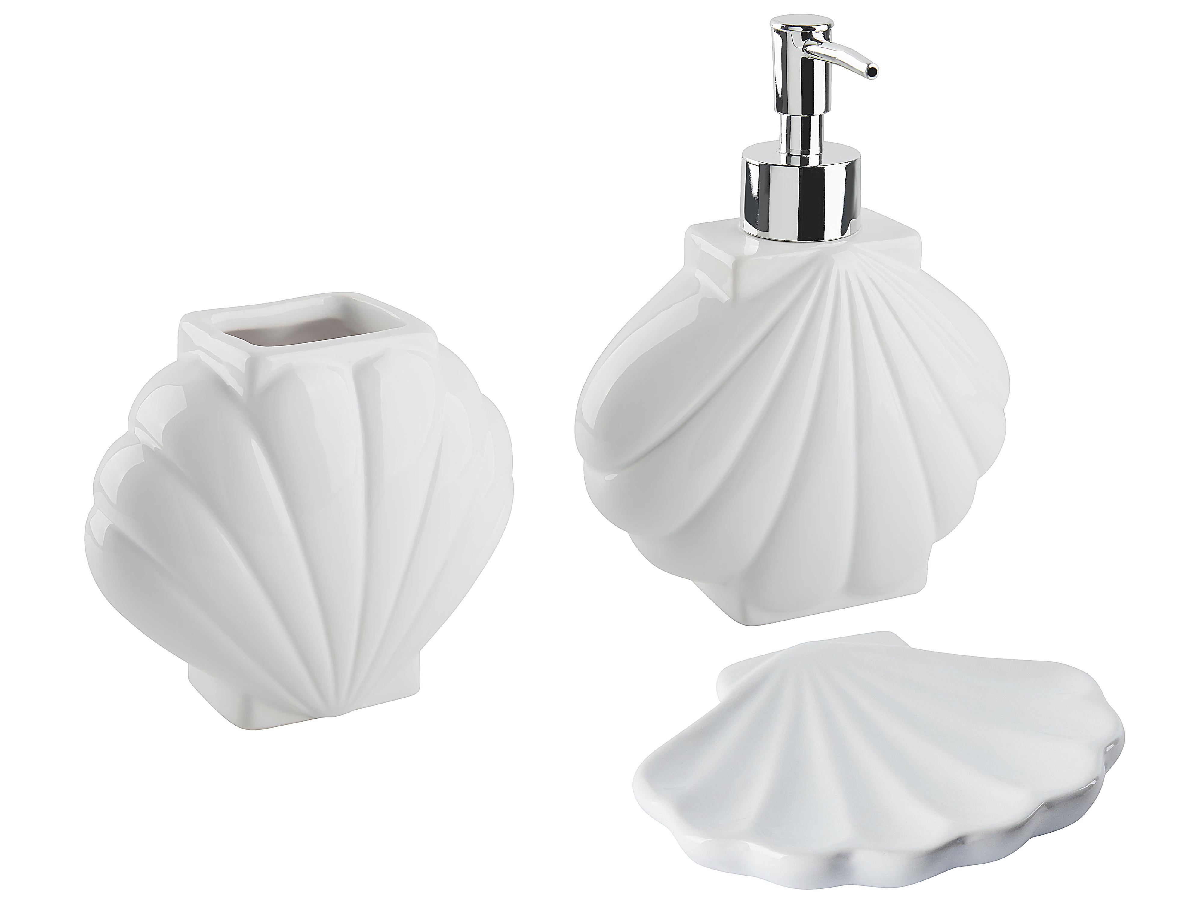 3-Piece Bathroom Accessories Set SHELL Ceramic White