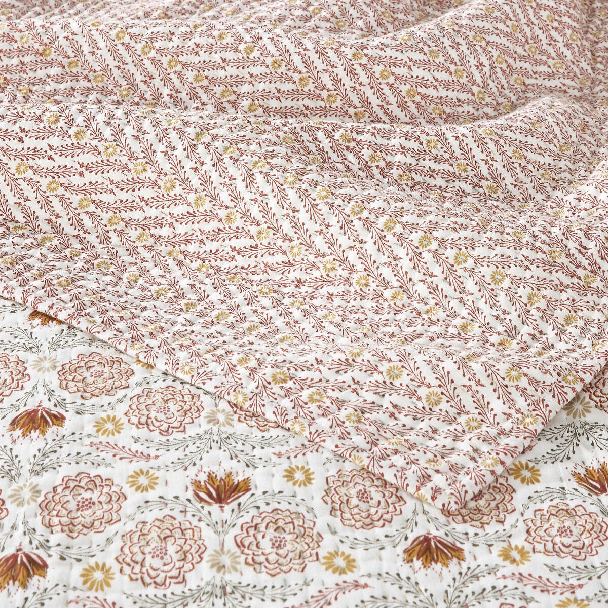 Couvre lit Kantha voile de coton imprimé, Zinnia