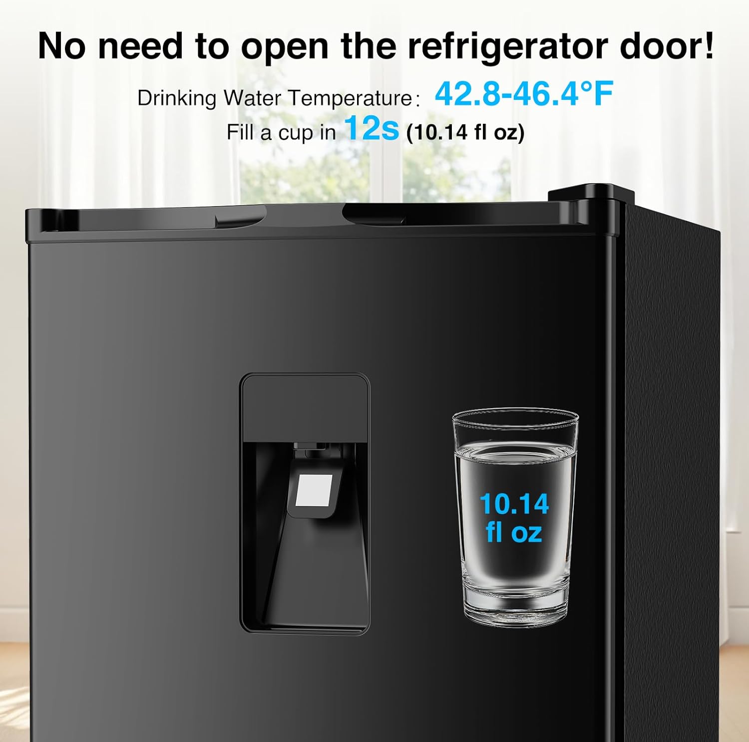 Kismile 4.41 Cu Ft Compact Refrigerator Single Door Mini Fridge with Freezer with 7 Adjustable Thermostat, Water Dispenser, Quiet&Energy Efficient Small Refrigerator for Bedroom/Dorm/Apartment, Black