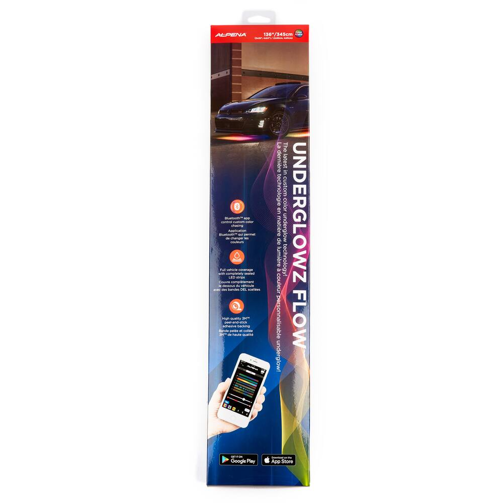 Alpena UnderGlowz RGB 12V LED Bluetooth App-Controlled Light Strip Kit, Waterproof, Multi-Colour