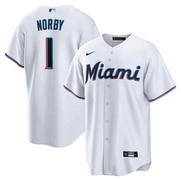 Connor Norby Miami Marlins Nike Home Replica Jersey - White