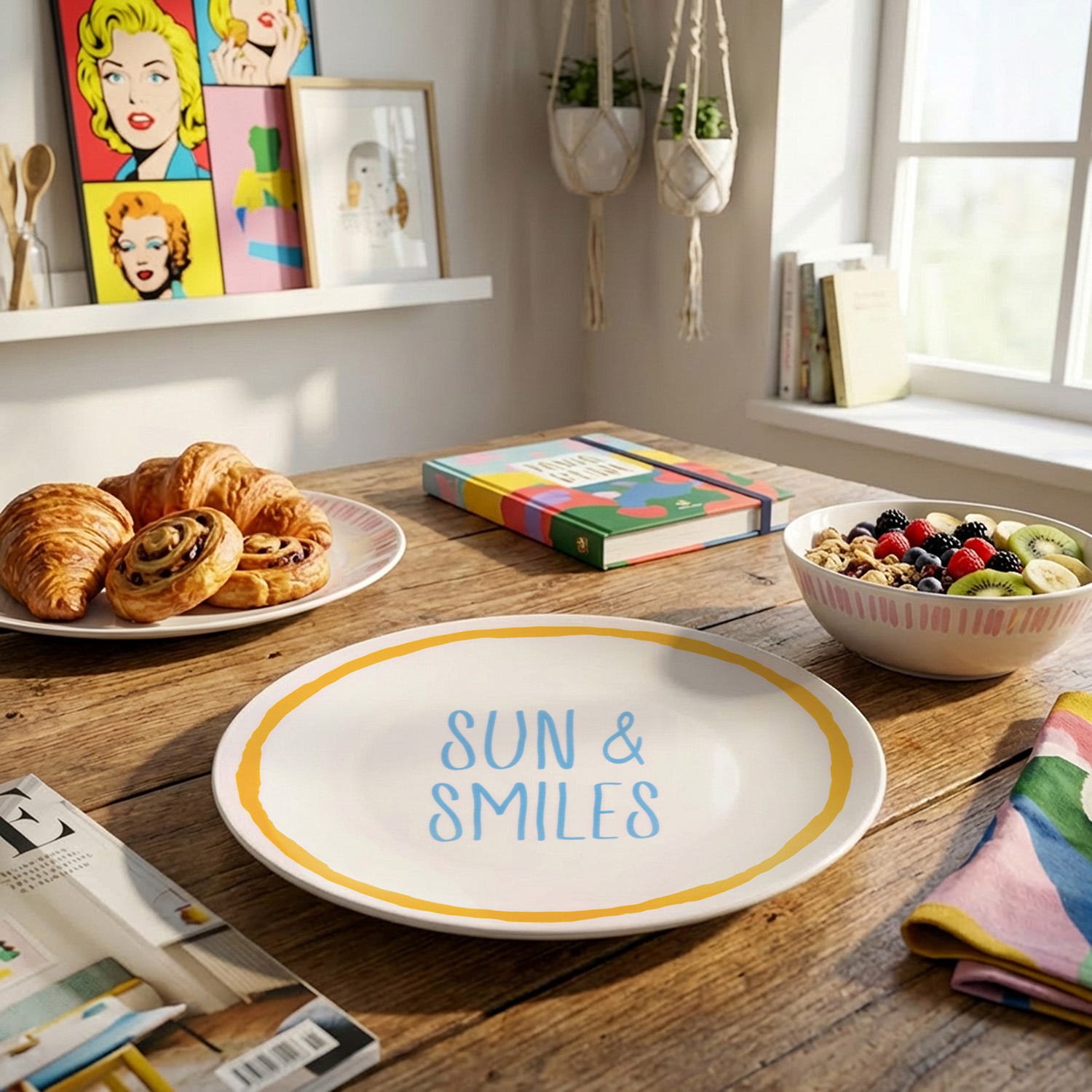 Piatto dolce ceramica Sun Smiles Color Bloom
