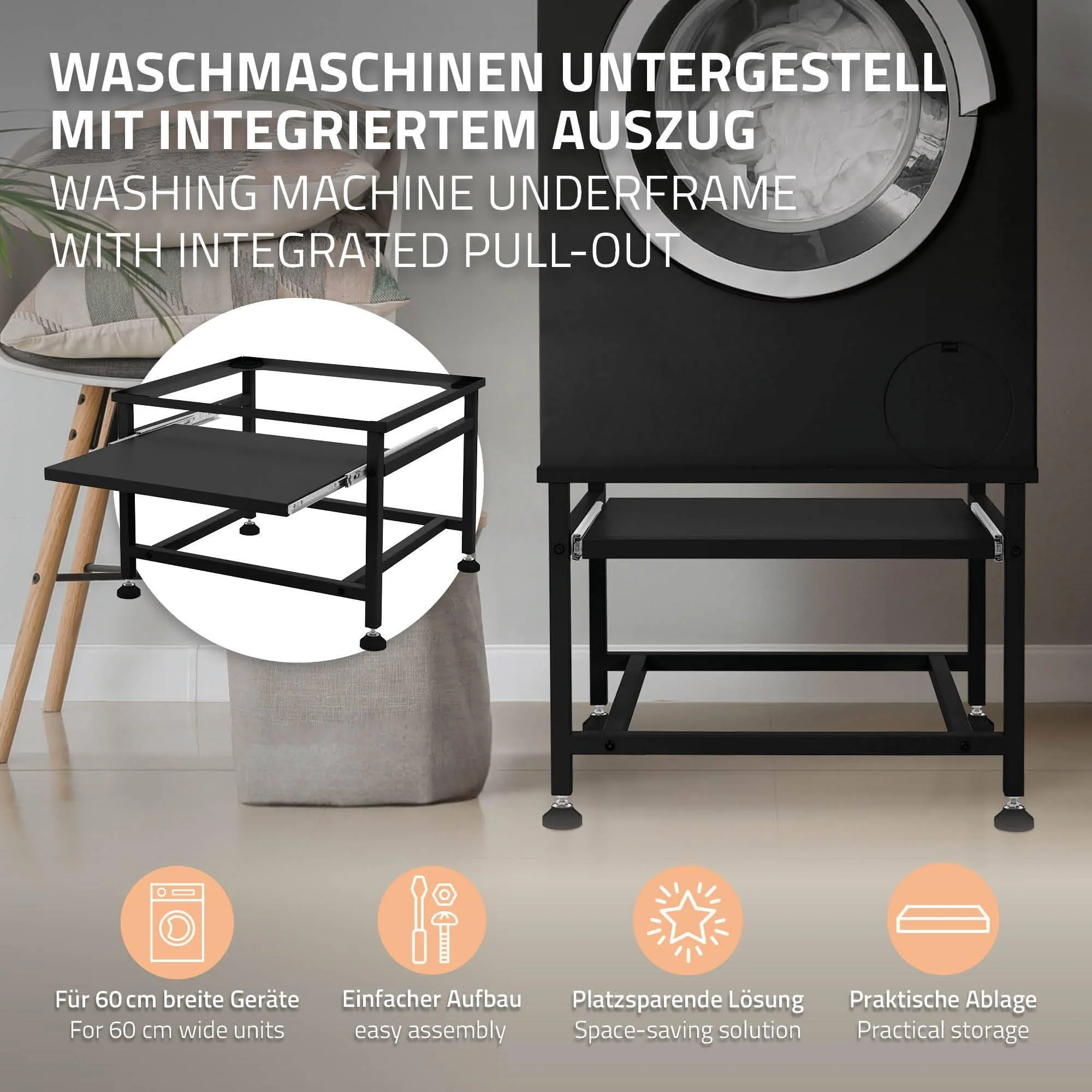 Wasmachineonderstel Cato uittrekbaar