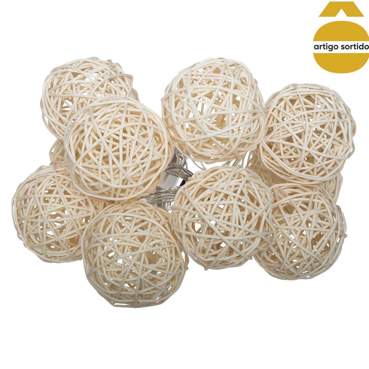 Conjunto de 10 bolas led em rattan