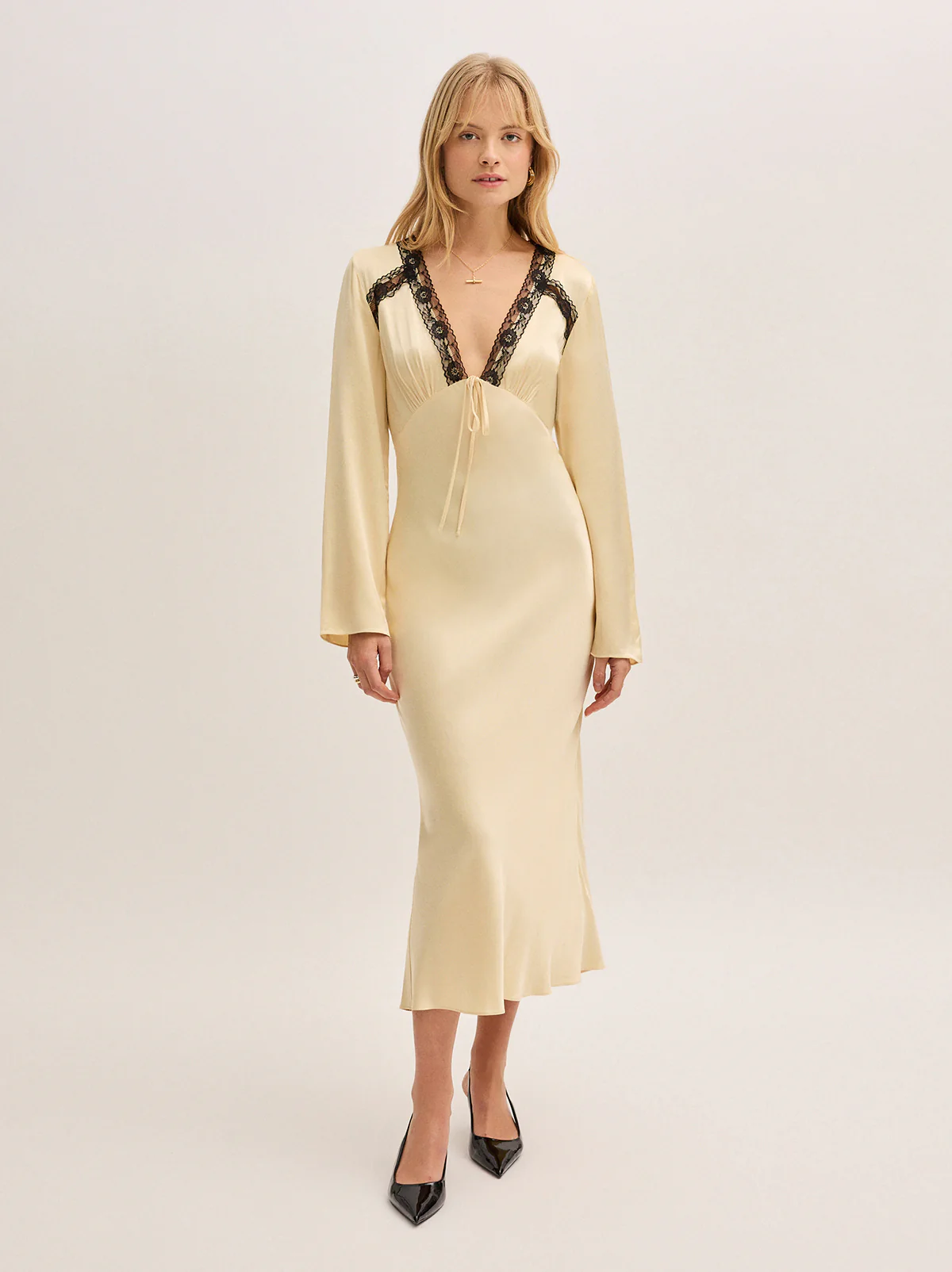Zelda Butter Yellow Satin Dress