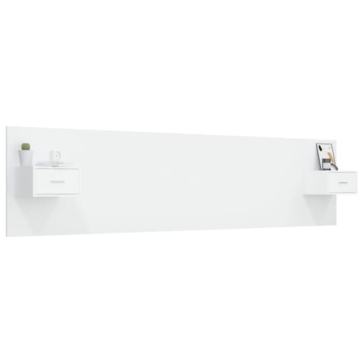 NNEVL Bed Headboard with Cabinets White Engineered Wood