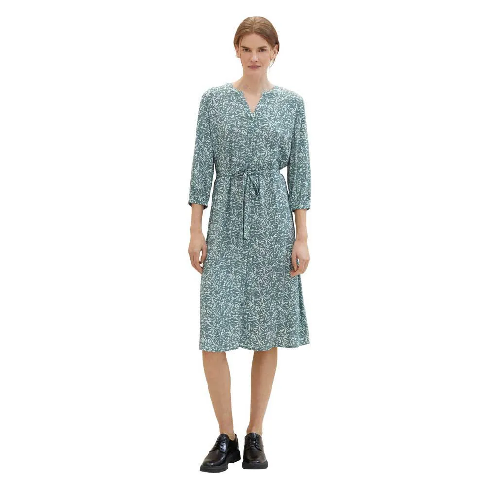 Tom Tailor Printed With Belt 3/4 sleeve dress