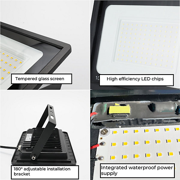 Pack de 2 Projecteurs LED Extérieur 150W Lumière Froide 6000K 15750lm IP65 Angle 120 Support Réglable Aluminium pour Gar