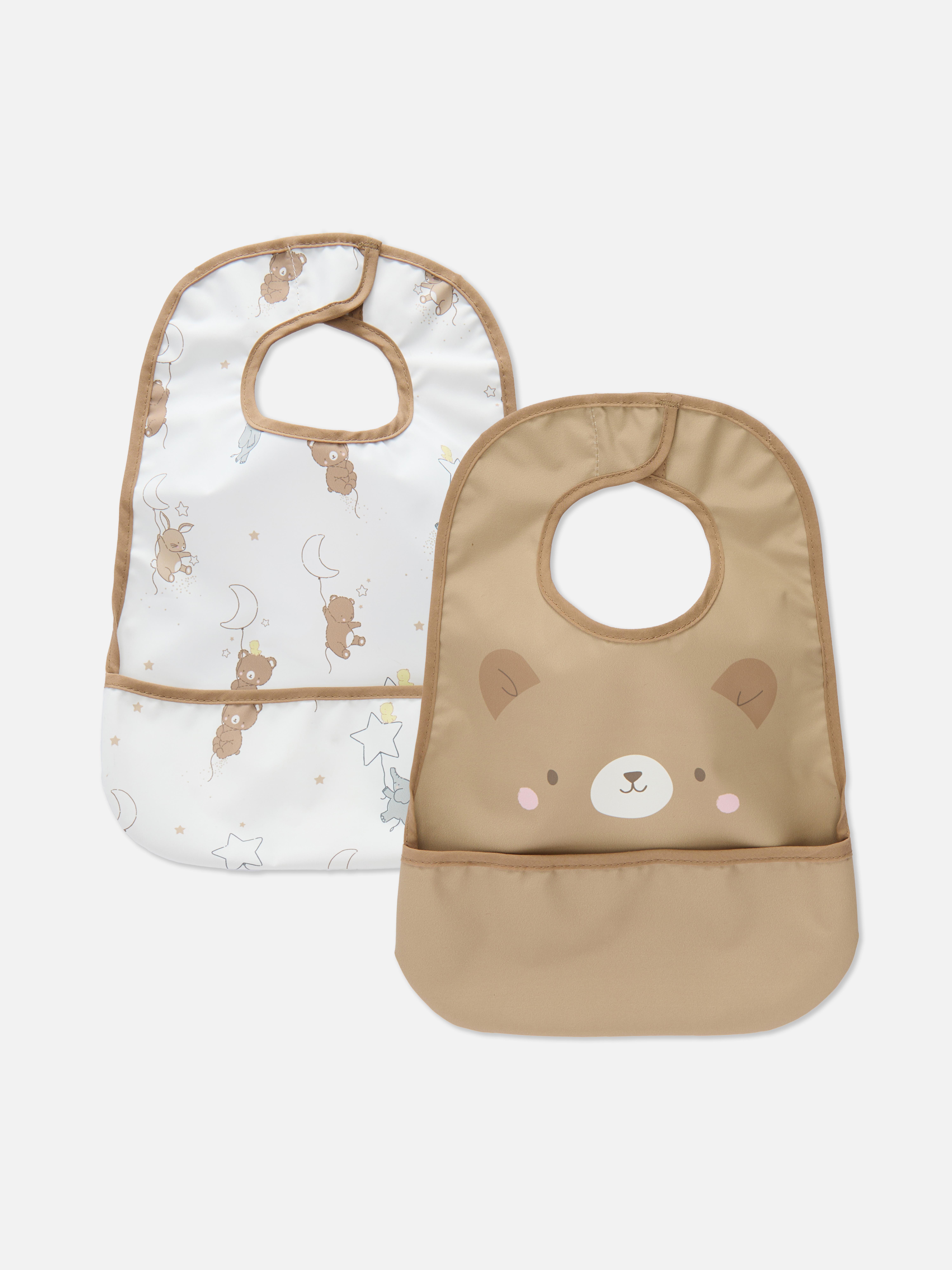 2pk Soft Touch Bear Baby Bibs