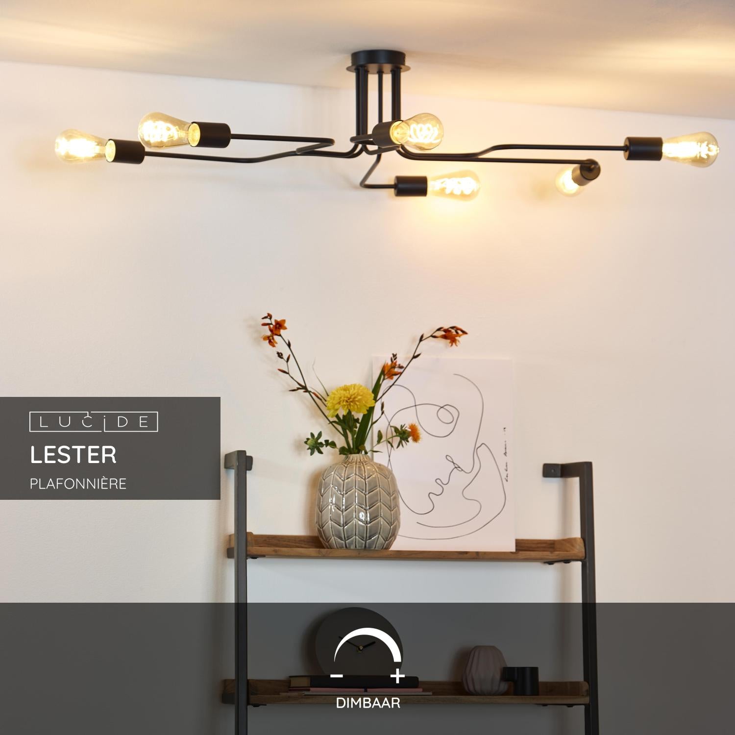 Lucide LESTER Plafonnière - Zwart