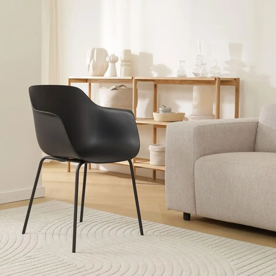 Nolon Nora-Puk Eetkamerstoel Zwart - met Armleuning - Zwart Onderstel