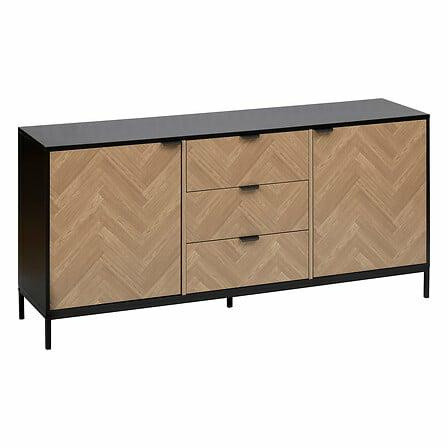 Komoda Chevrons z efektem drewna 3 szuflady i 2 szafki