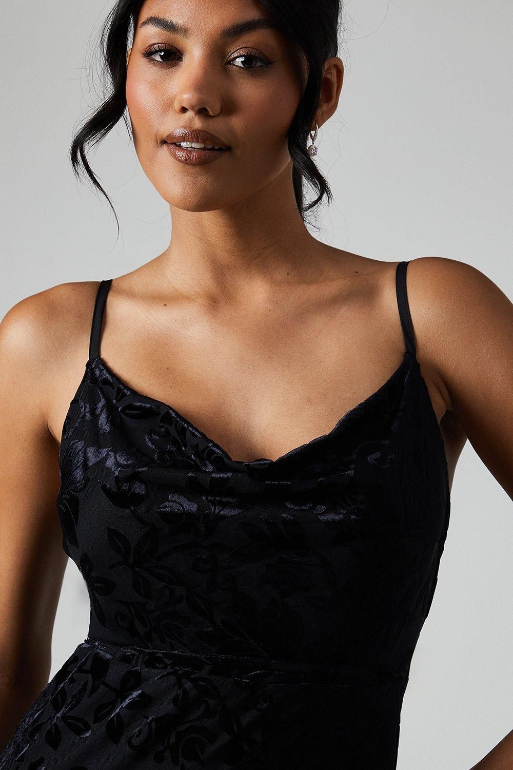Debut London Debut London By Coast Devore Cowl Neck Midi Dress