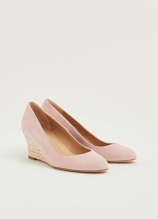 Eevi Pink Suede Espadrille Wedges