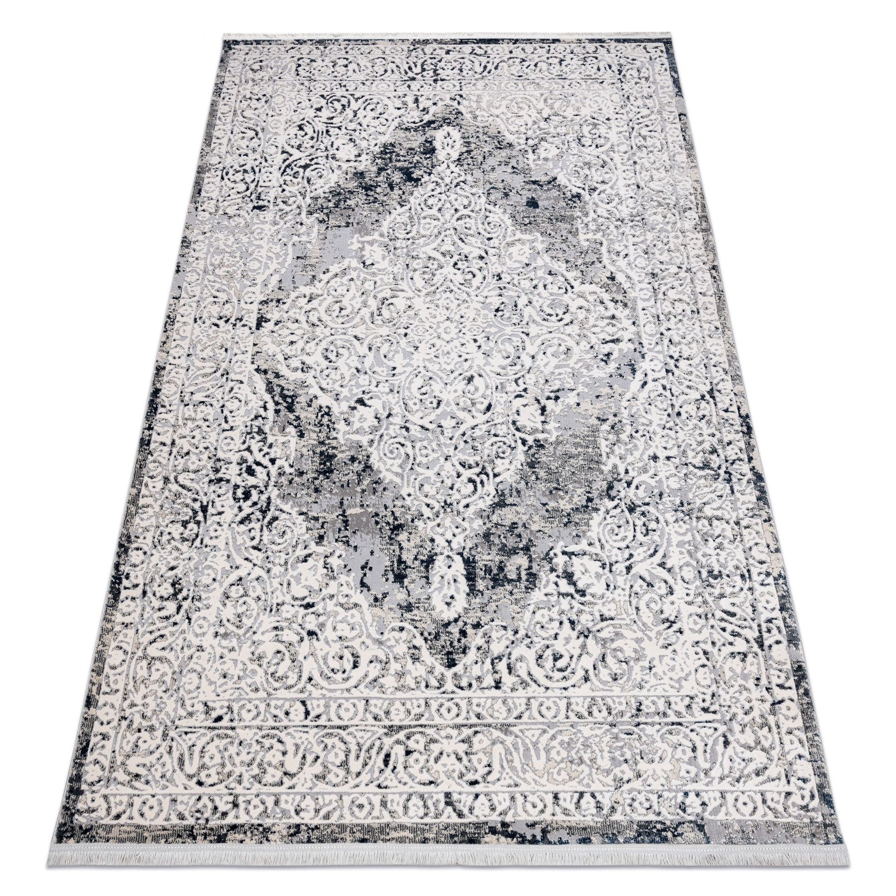 Dywan REBEC nowoczesny frędzle 51122A - dwa poziomy runa krem 80x150 cm