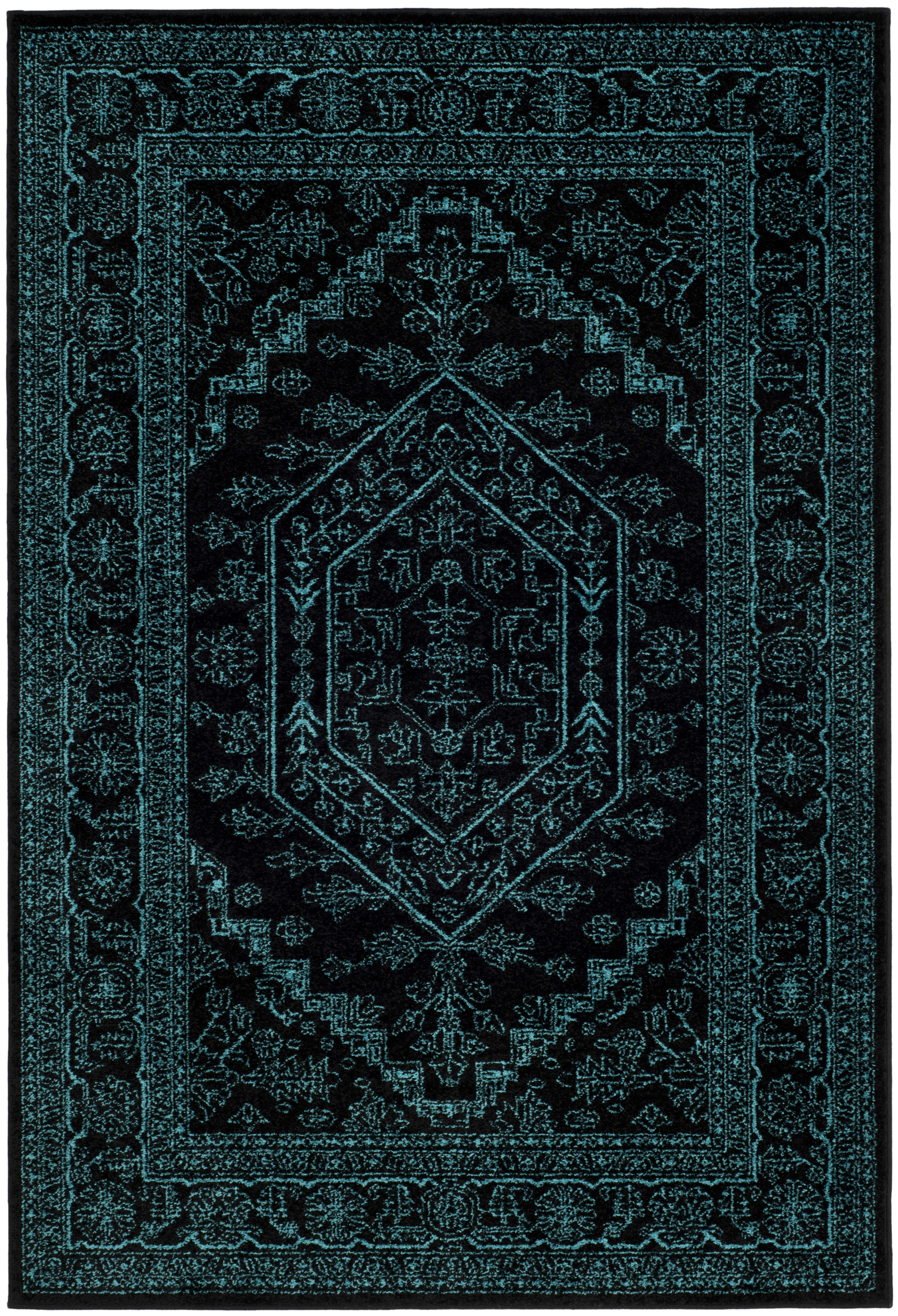 ADIRONDACK - Tapis de salon interieur en noir & bleu canard, 183 x 274 cm