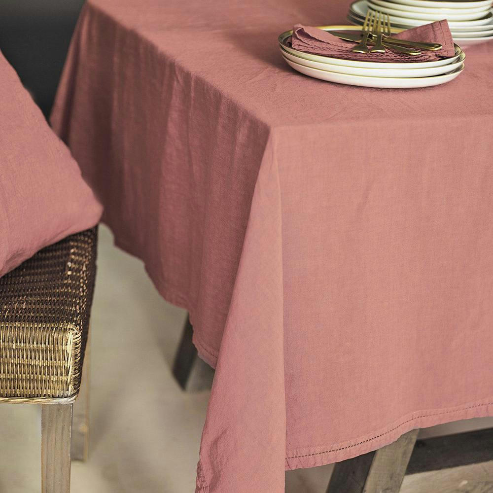 BASES DE LA TABLE - Nappe  Lin pur lavé Rose Foncé 250x250