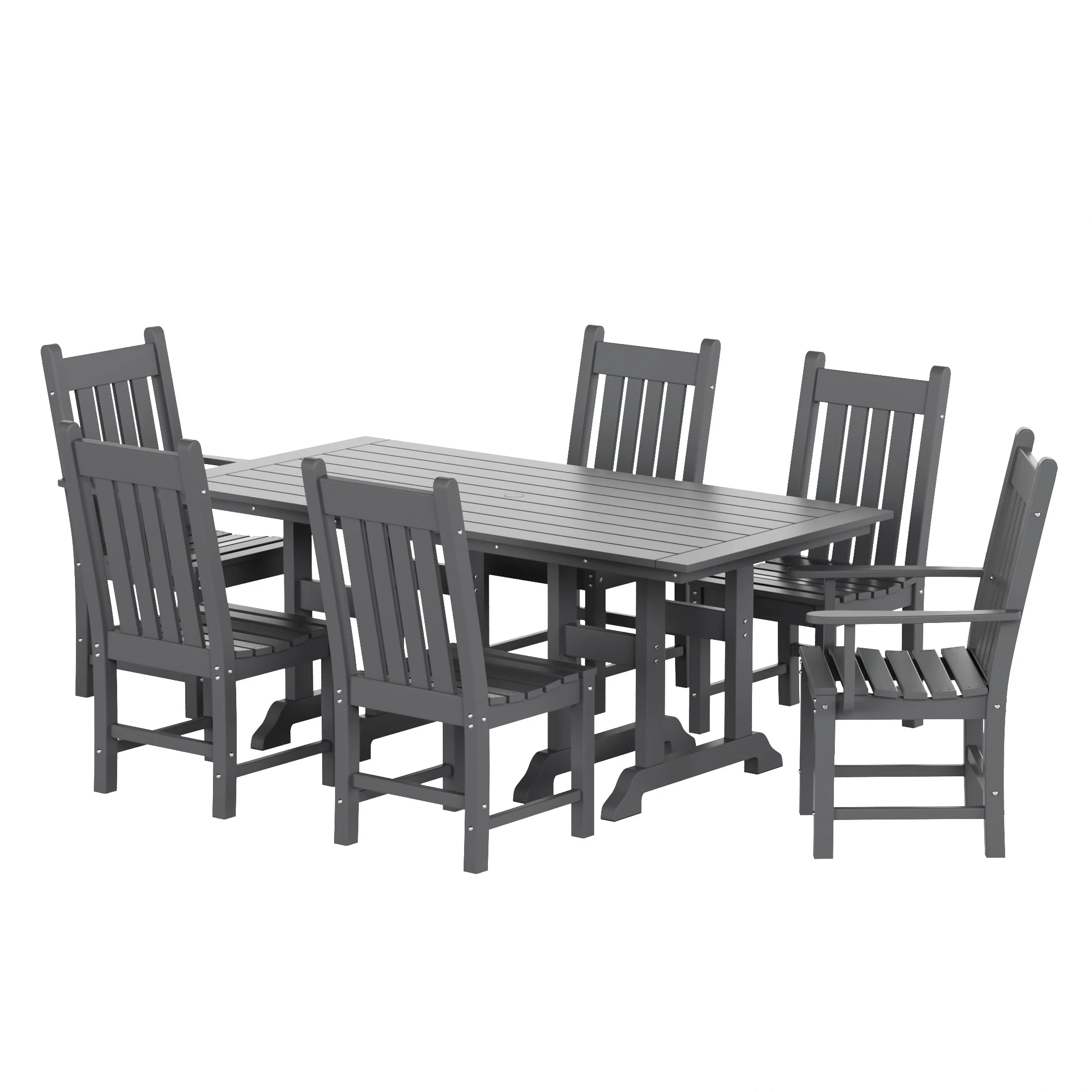 Polytrends Laguna Hdpe All Weather Outdoor Patio Dining Set with Rectangle Table, Side Chairs (7-Piece Set)