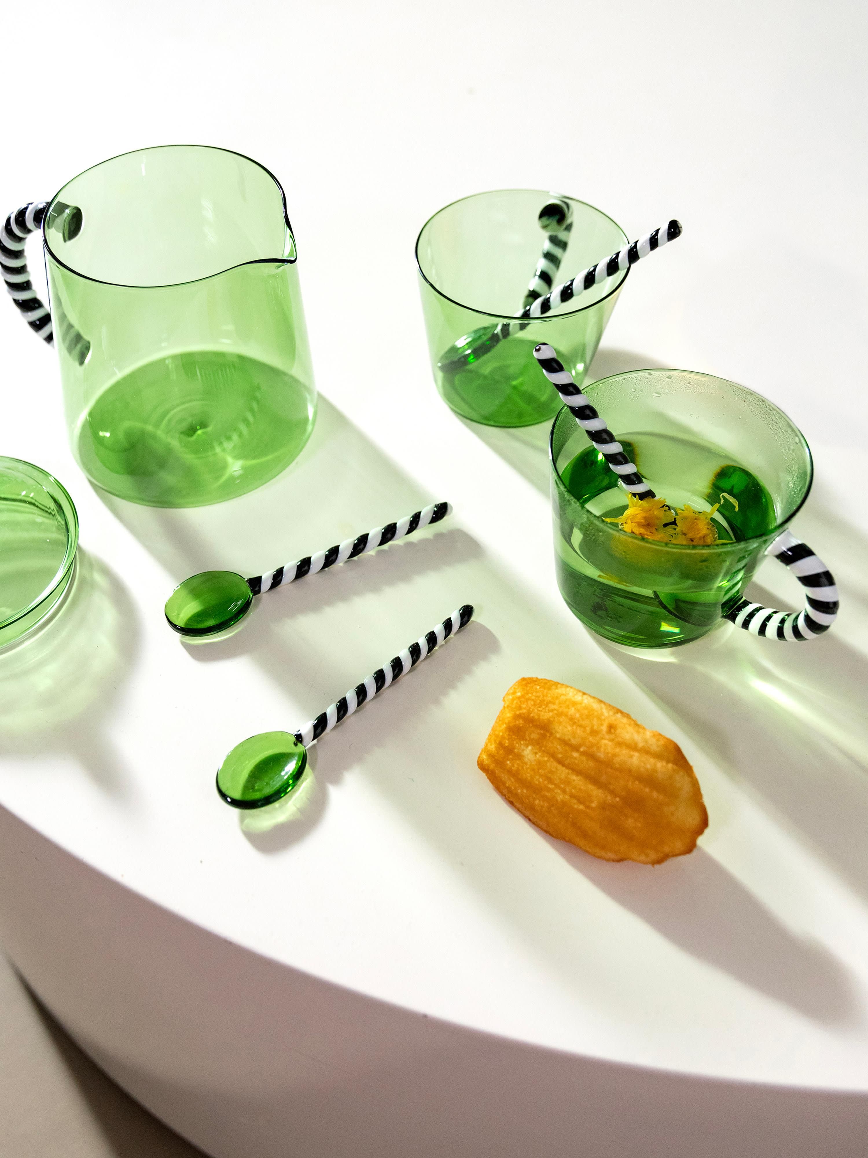 Handgefertigte Glas-Löffel Duet aus Borosilikatglas, 4er-Set