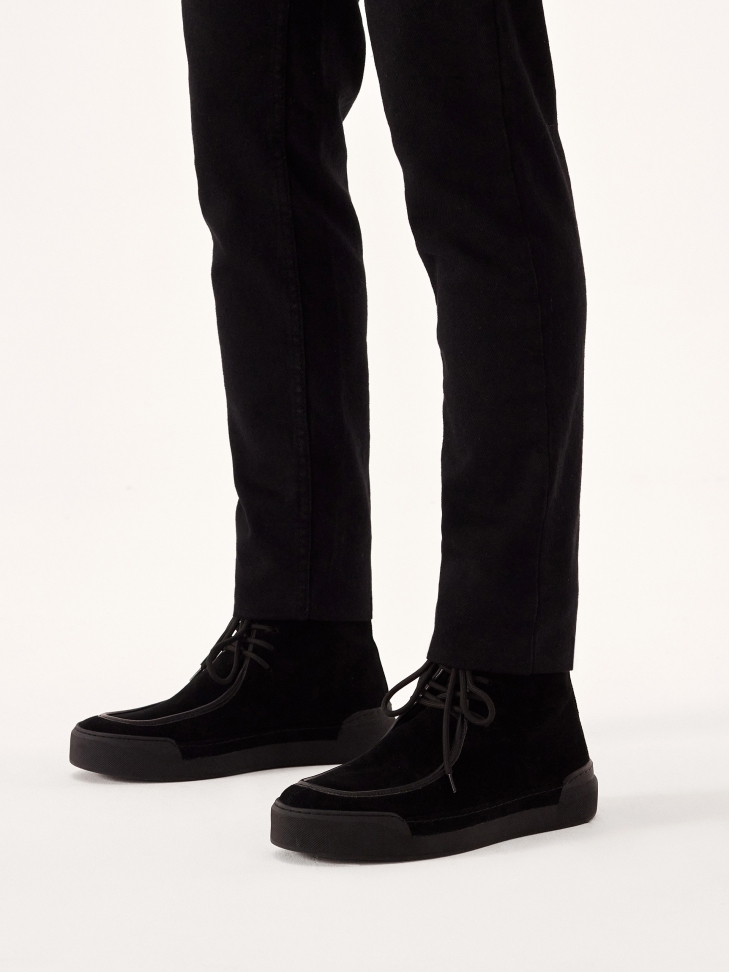 Suede lace-up ankle sneakers