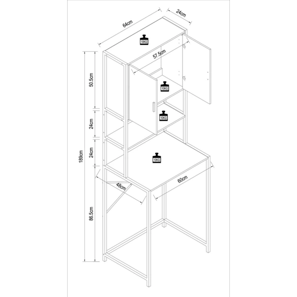 Waschmaschinenschrank »Edino«, BxHxT: 64 x 189 x 48 cm