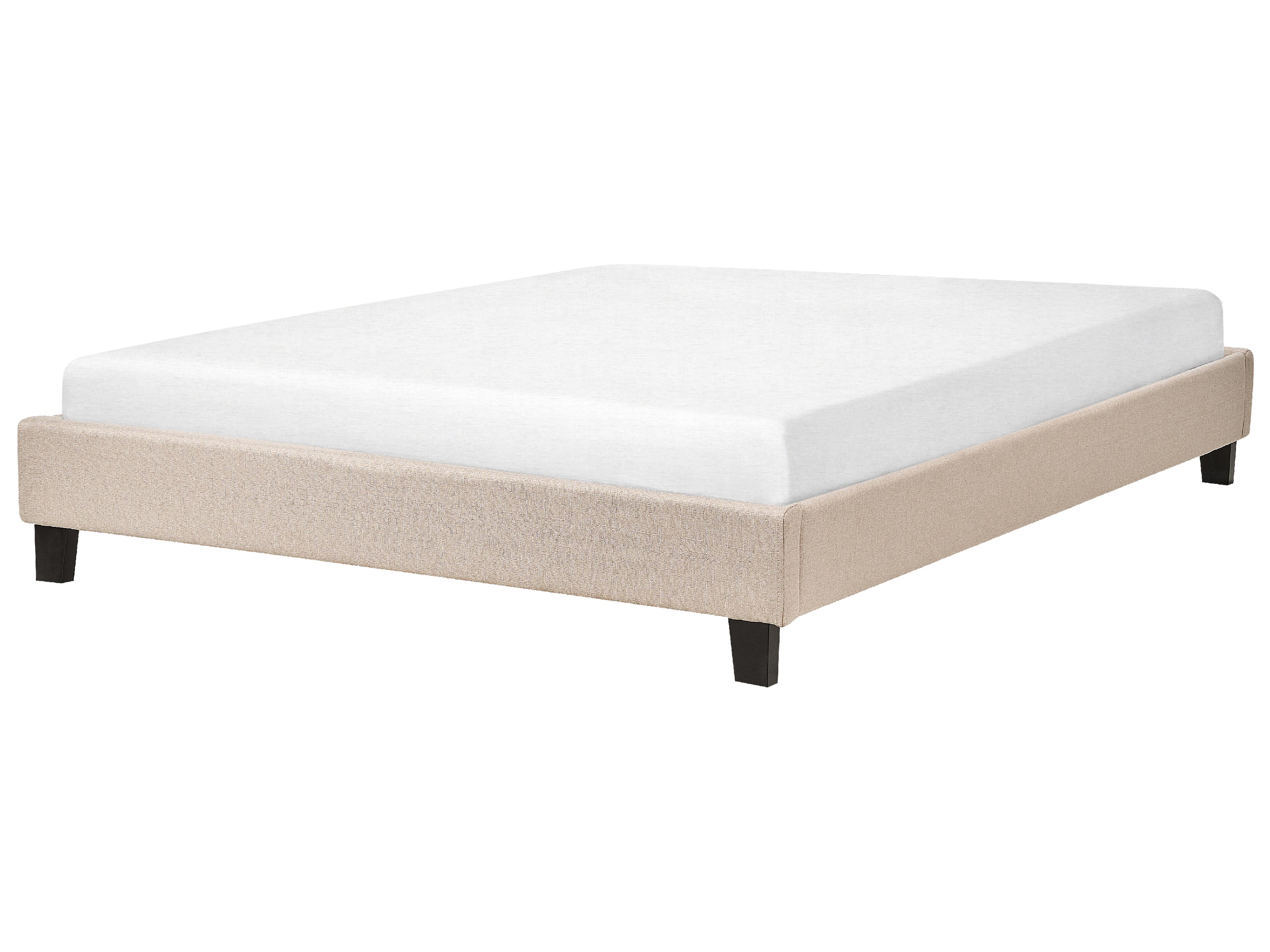 Bed without Headboard Fabric ROANNE 140 x 200 cm (EU Double) Beige