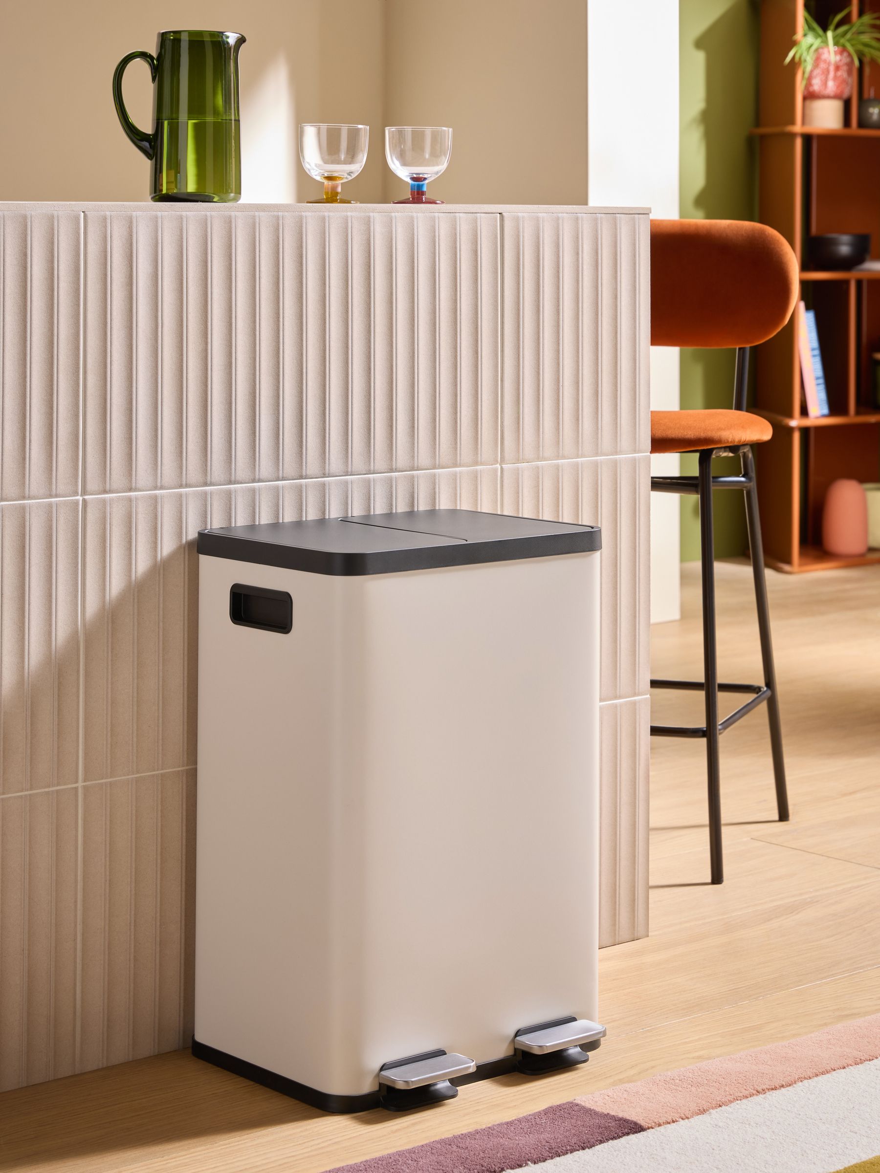 Malik 40 Litre Soft Close Pedal Bin in Cream