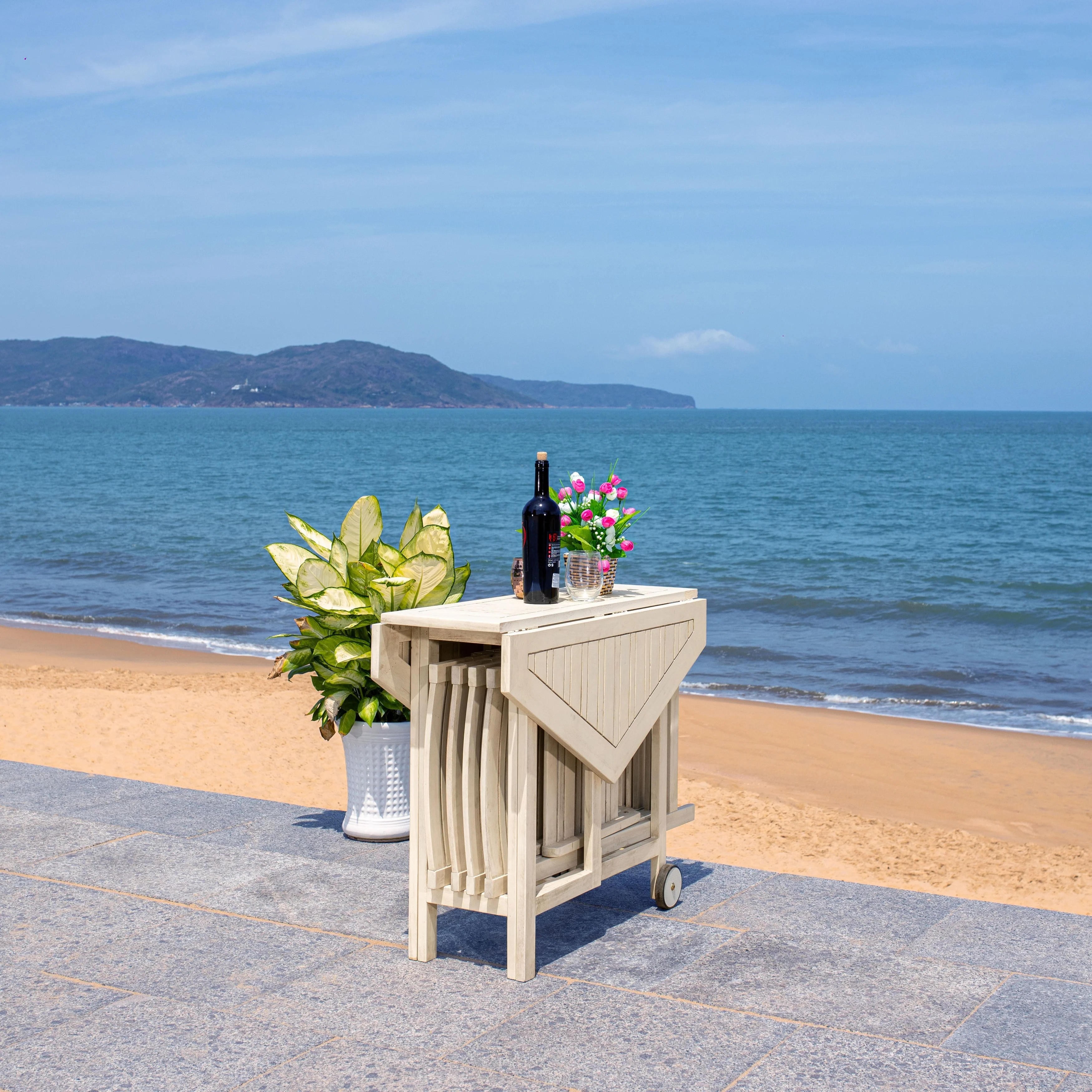 SAFAVIEH Kateryna Acacia Wood 5 Piece Outdoor Dining Table Set - 41Wx41Dx30H