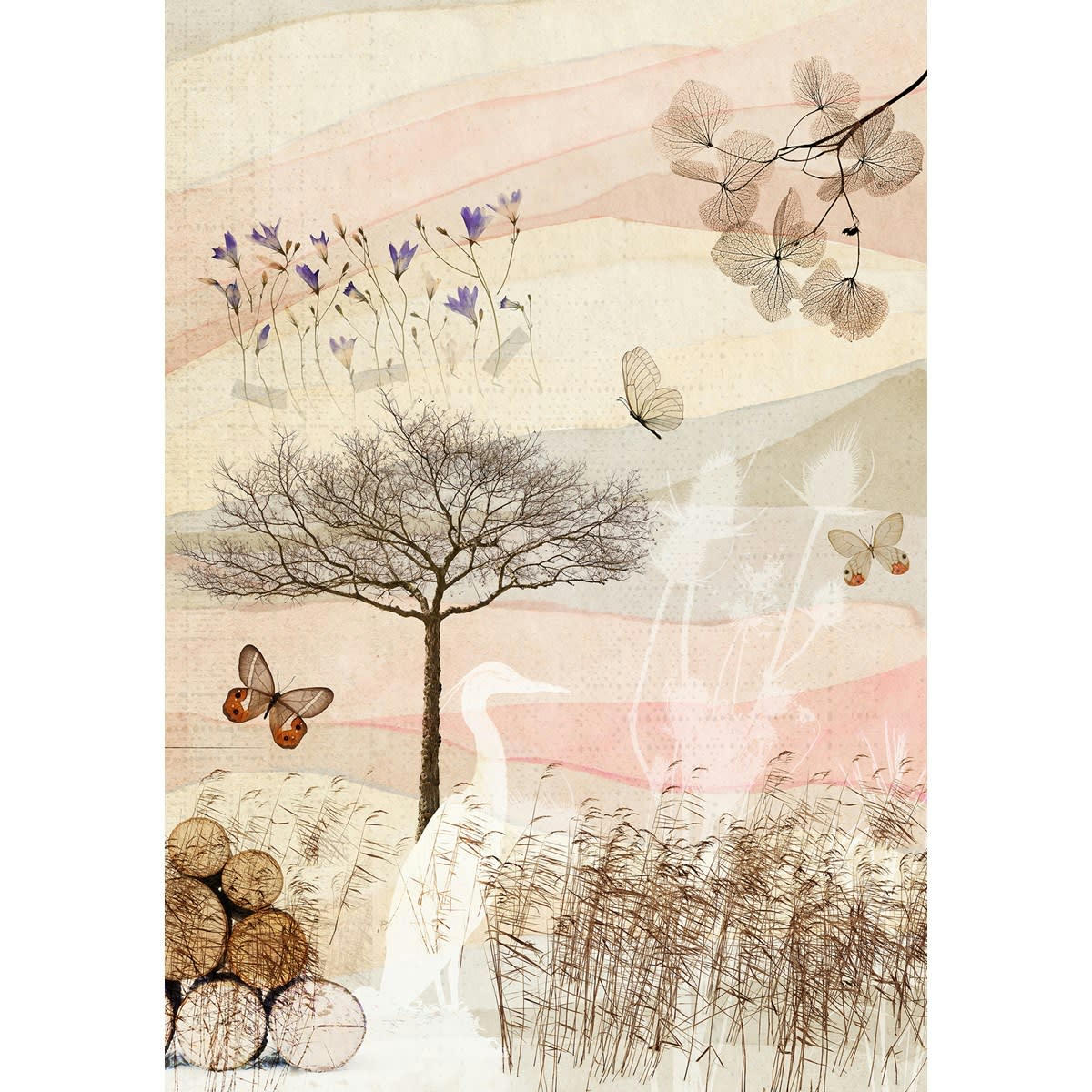 NATURA COLOR - Papier peint panoramique en papier beige clair 192x275