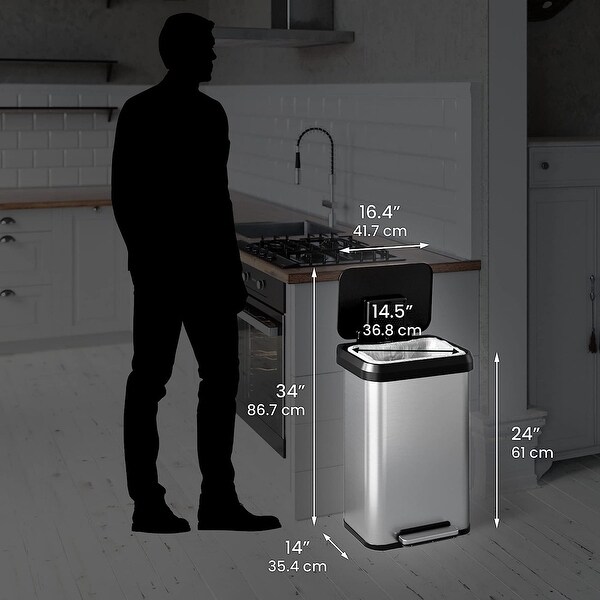 iTouchless SoftStep EXP 13.2 Gal Step Pedal Trash Can with Odor Filter